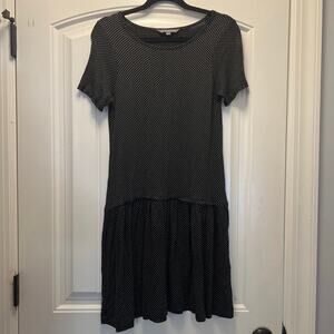 French Connection Women’s Short Sleeve Polka Dot Midi Dress Size 6 Black‎ White